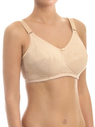 Бюстгальтер ортопедический бежевый мягкий с кружевом по всей чашке