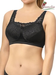 Бюстгальтер ортопедический (черный) с высокой линией декольте для фиксации экзопротеза