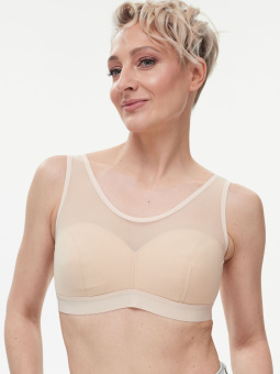 Бюстгальтер Дева бандо с сеткой бежевый