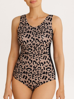 Купальник ортопедический слитный с доп. застежкой сзади,леопард, хорошо держит большую грудь