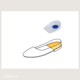 Корригирующее приспособление из силикона в обувь для пяточного отдела стопы, с бортиком и разгружающей пяткой