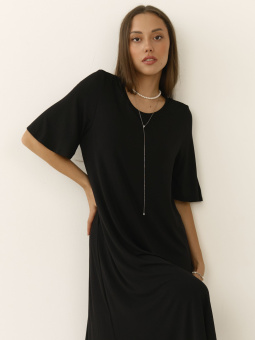 Платье Аврора черное со вшитым топом. 